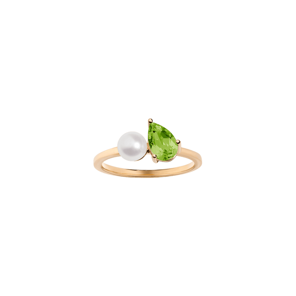 Pearl Toi et Moi Ring - Green Peridot