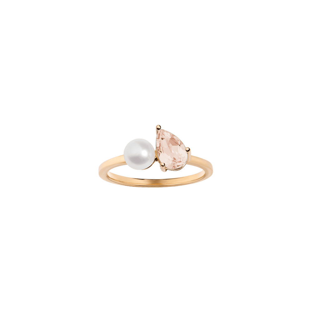 Pearl Toi et Moi Ring - Pink Morganite
