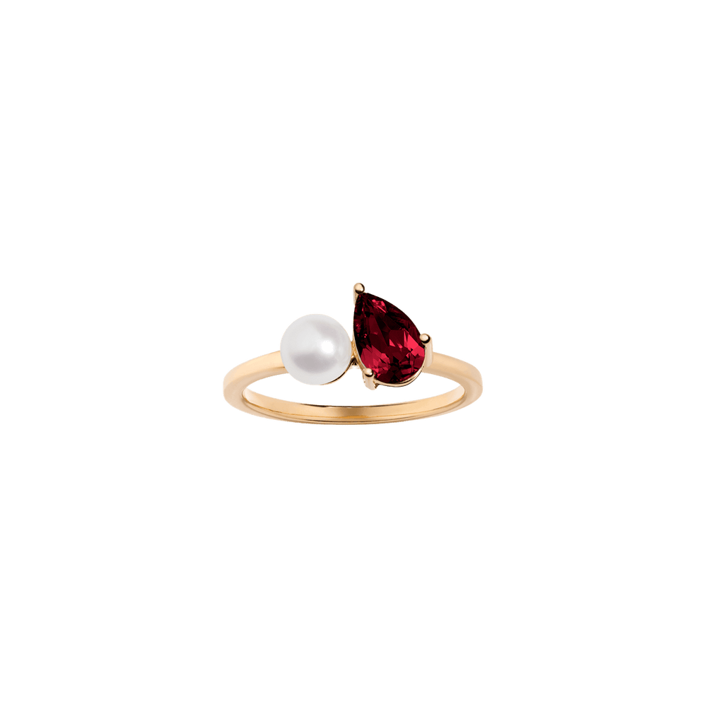 Pearl Toi et Moi Ring - Red Garnet