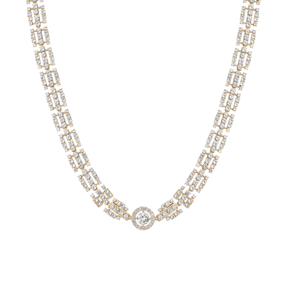 Lab Grown White Sapphire Three Layered Tennis Necklace