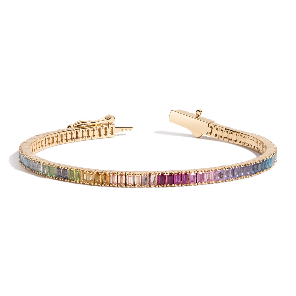 Ombré Rainbow Baguette Tennis Bracelet