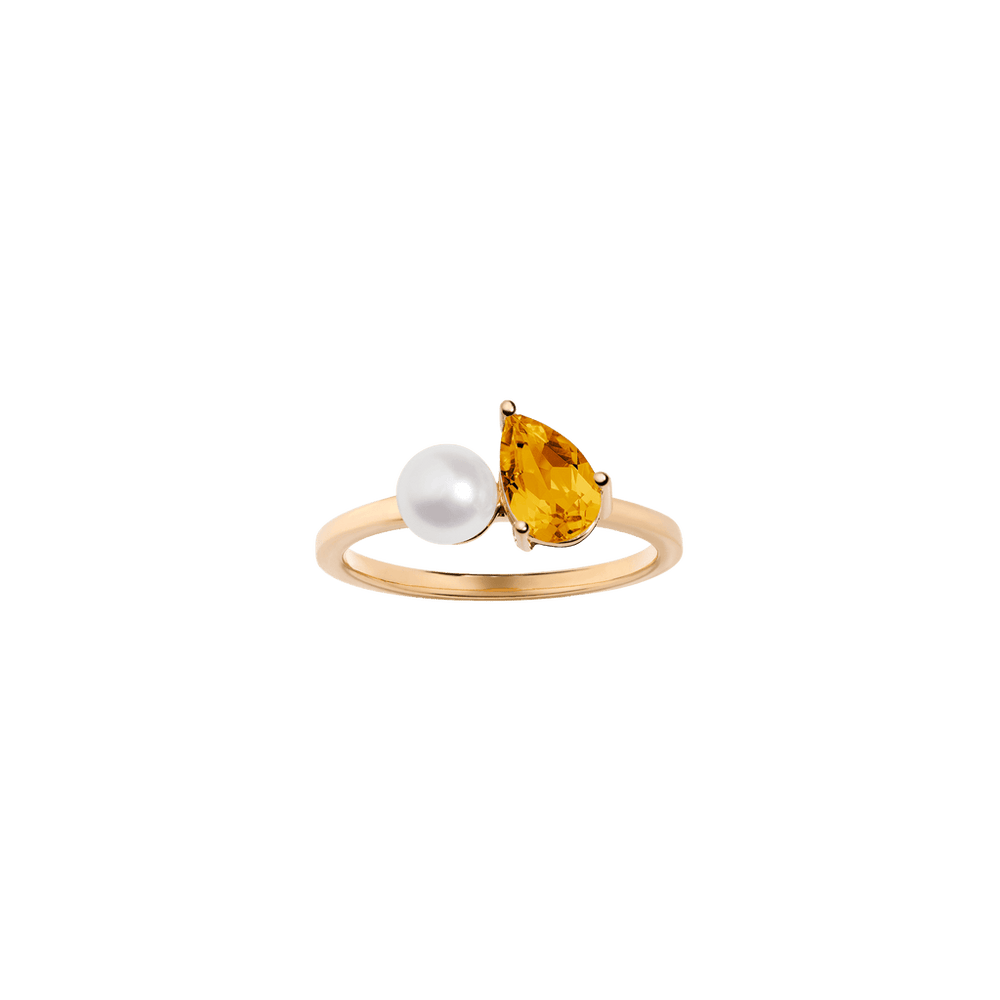 Pearl Toi et Moi Ring - Yellow Citrine