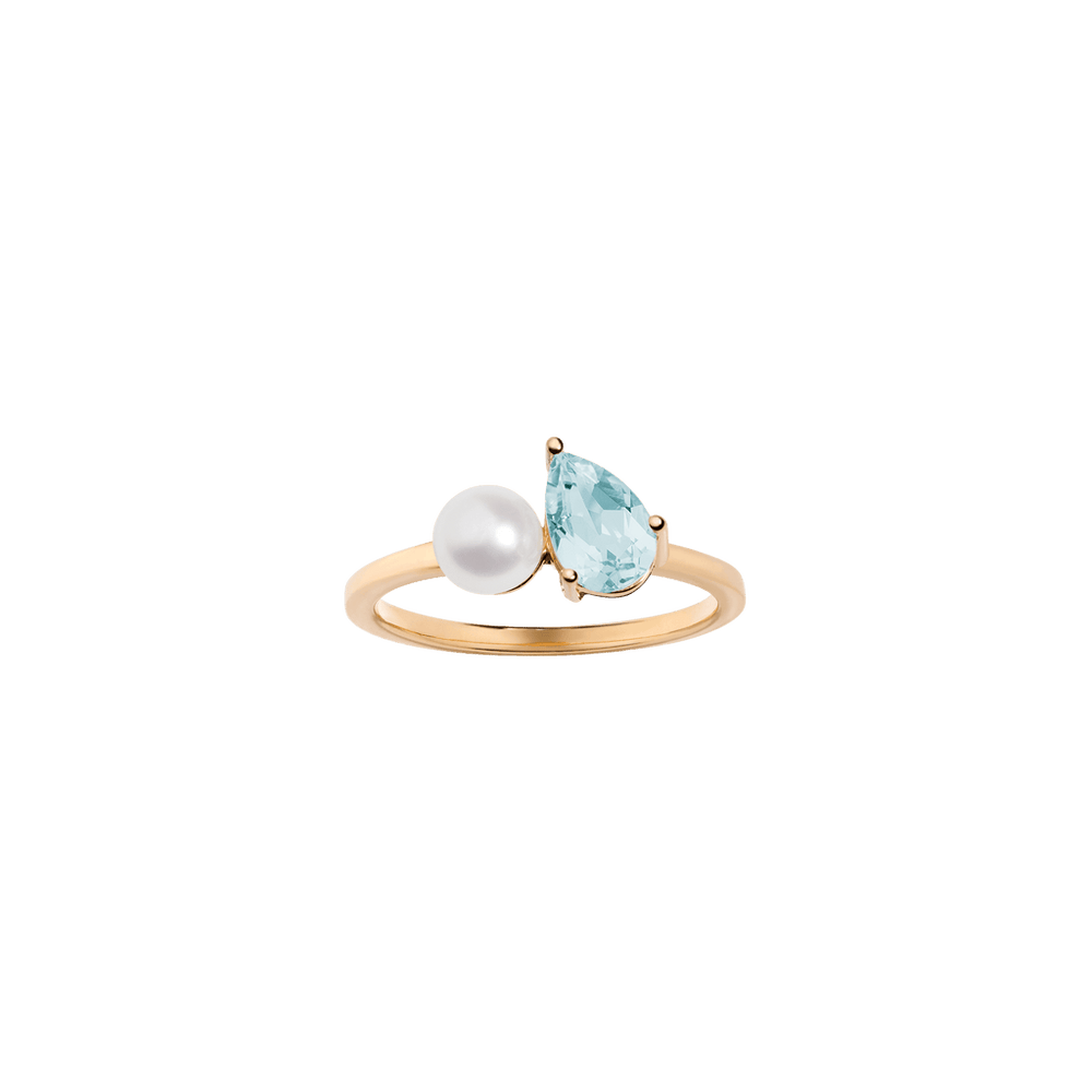 Pearl Toi et Moi Ring - Aquamarine