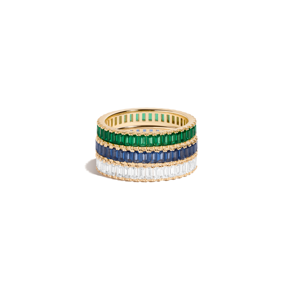 Gemstone Baguette Eternity Ring Stack