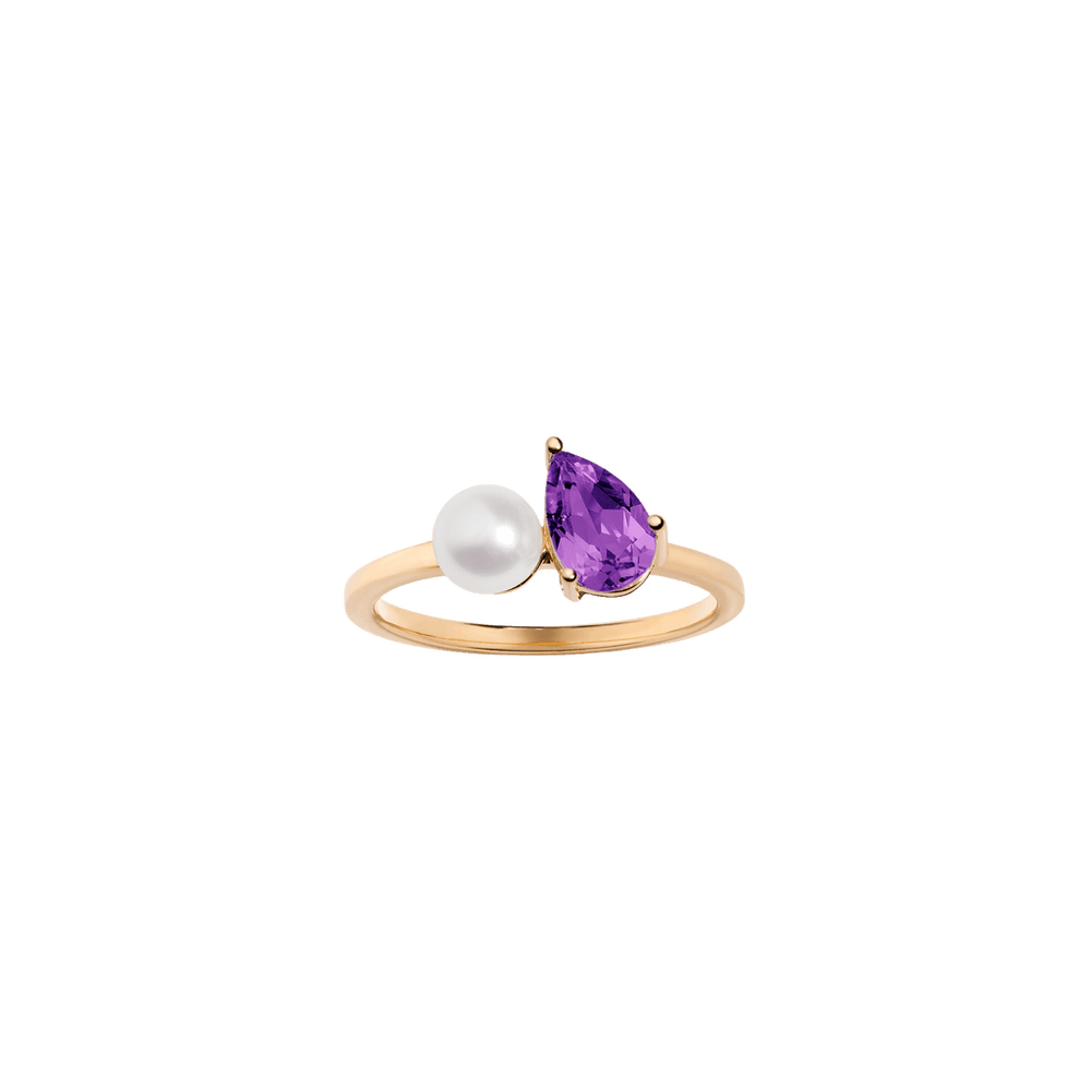 Pearl Toi et Moi Ring - Purple Amethyst