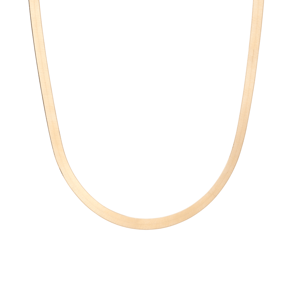 Gold Herringbone Chain Necklace - 5mm