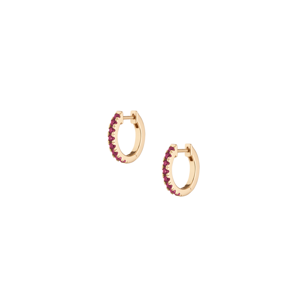 Lab Grown Red Ruby Huggie Earrings