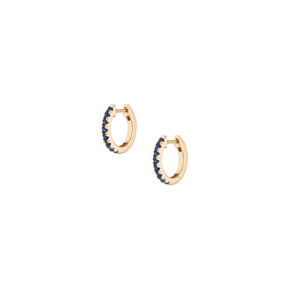 Lab Grown Blue Sapphire Huggie Earrings