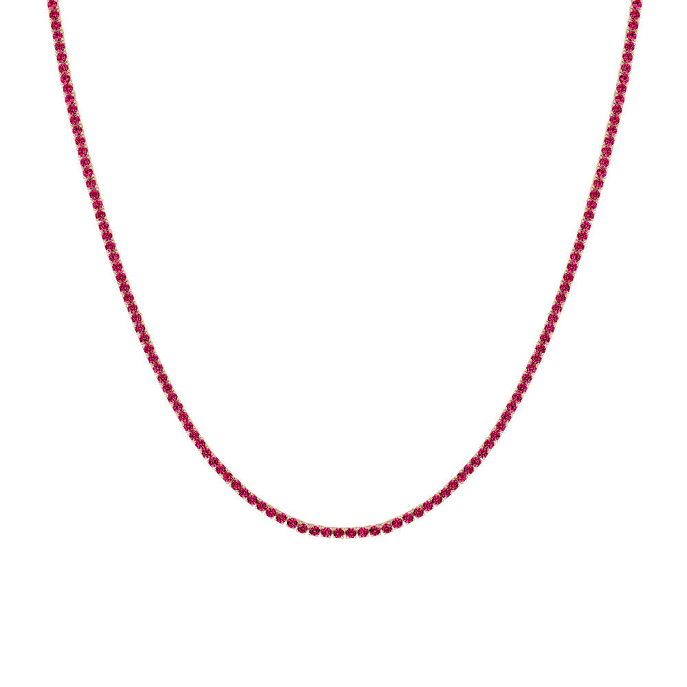 Lab Grown Red Ruby Tennis Necklace