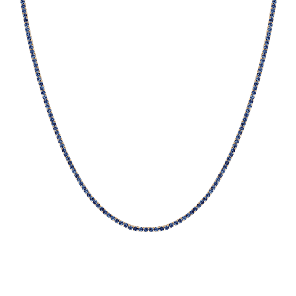 Lab Grown Blue Sapphire Tennis Necklace