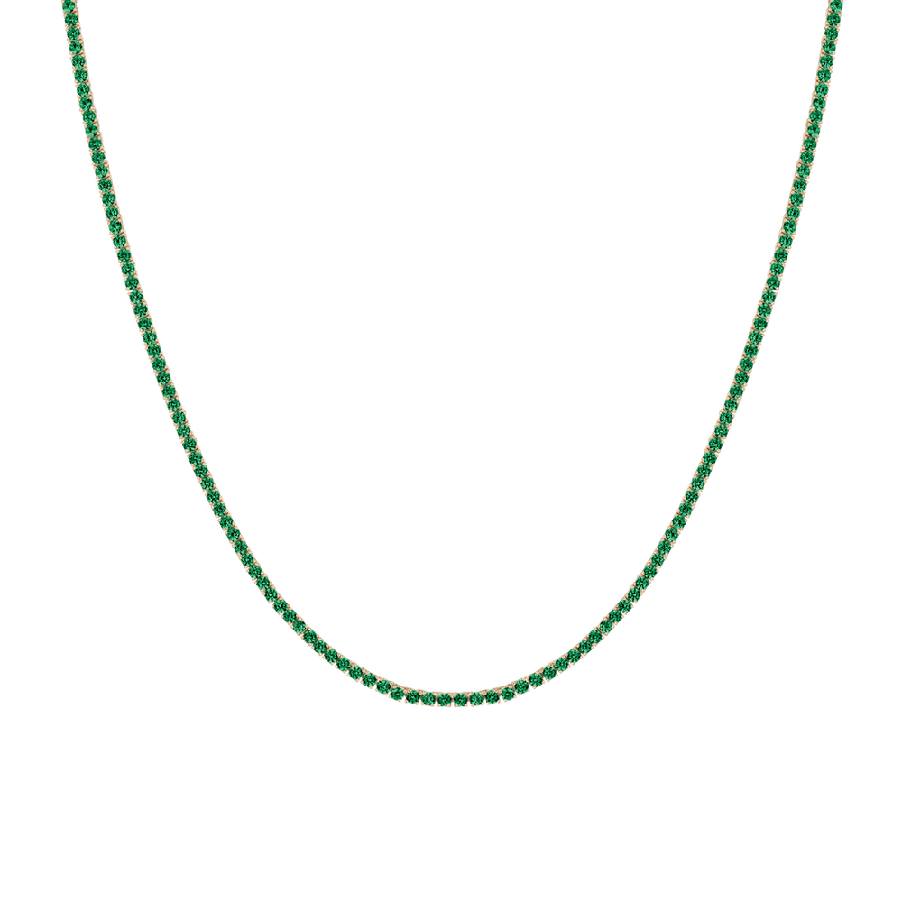 Lab Grown Green Emerald Tennis Necklace