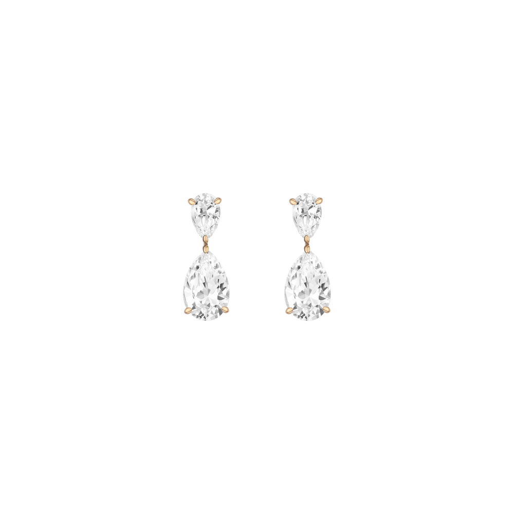 Lab Grown White Sapphire Pear Drop Earrings