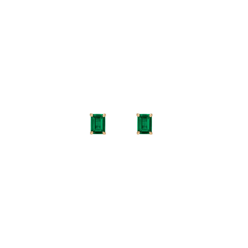 Emerald Gemstone Solitaire Stud Earrings