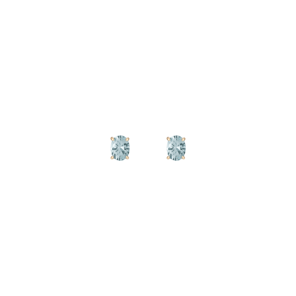 Oval Gemstone Solitaire Stud Earrings