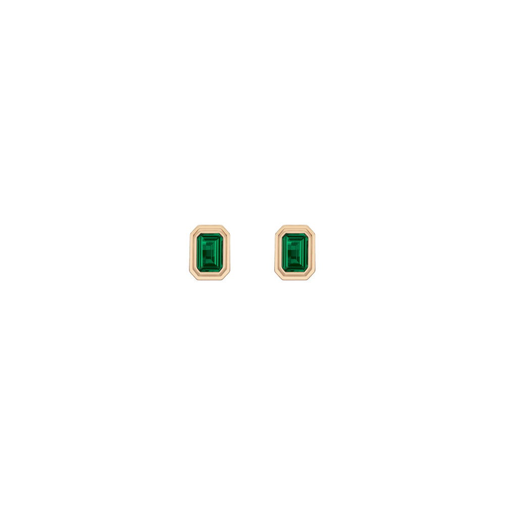 Mini Lab Grown Emerald Heirloom Stud Earrings