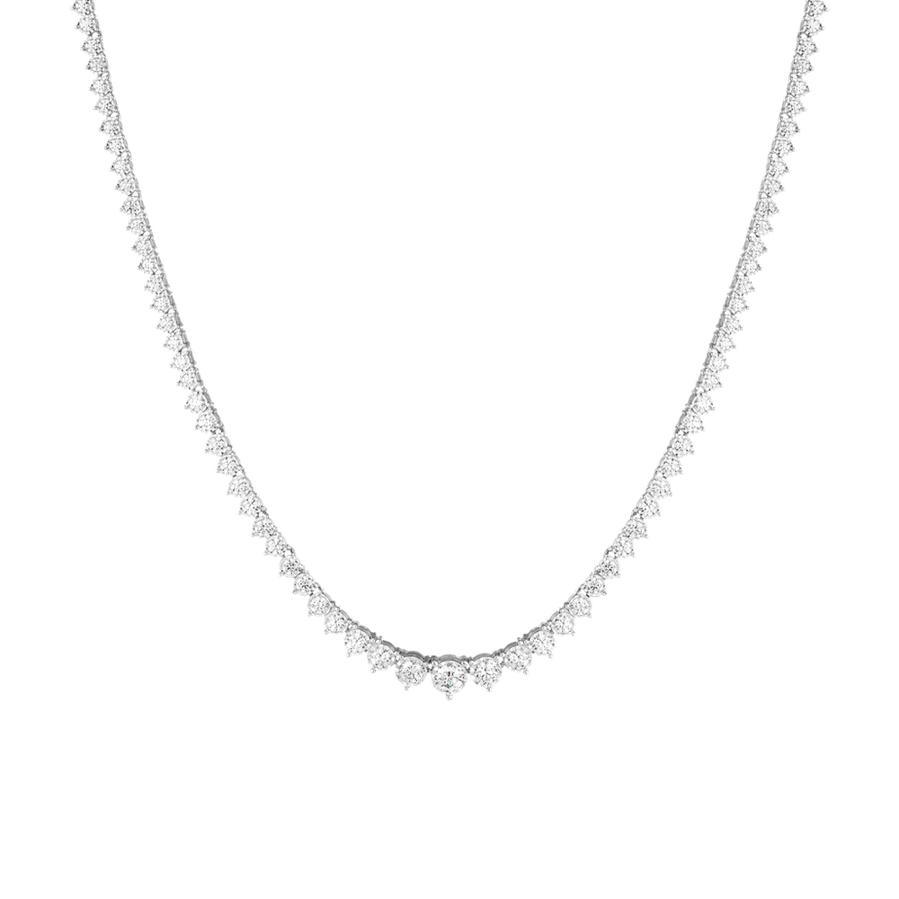 Three-Prong Graduated Tennis Necklace