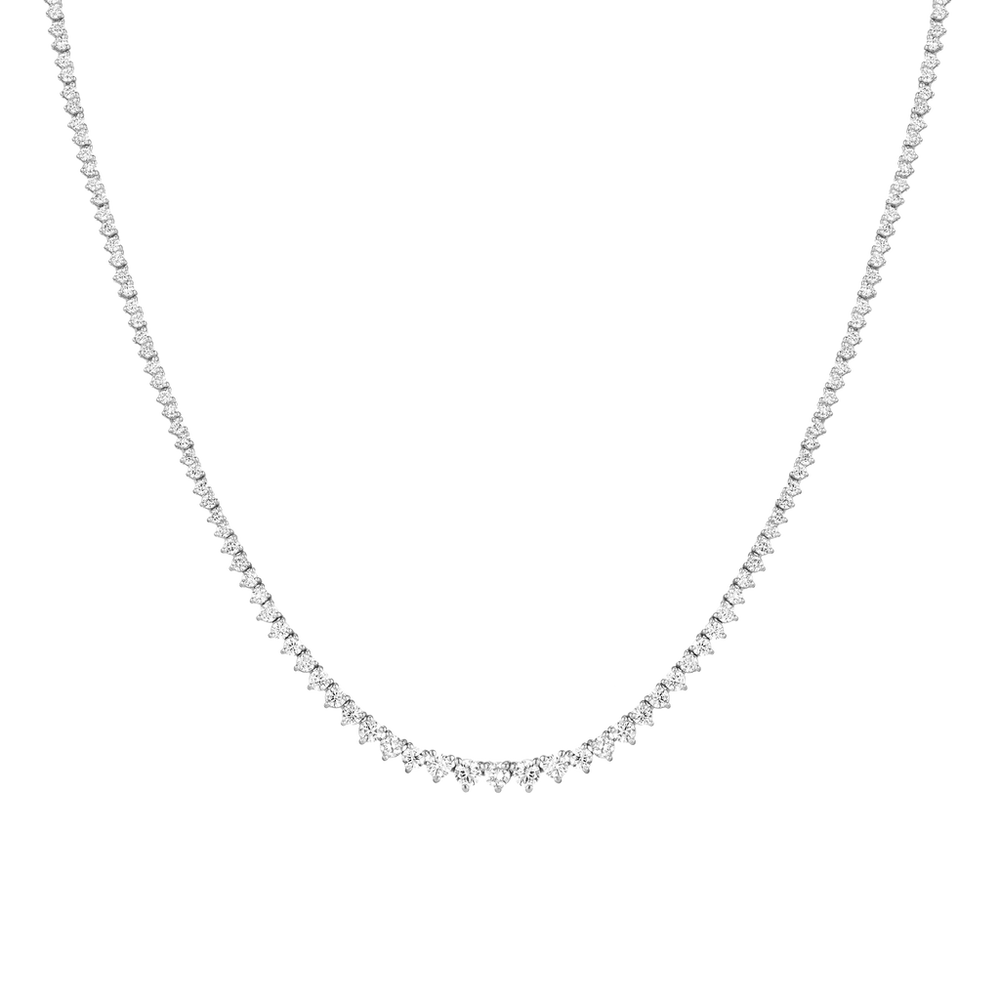 Everyday Three-Prong Graduated Tennis Necklace