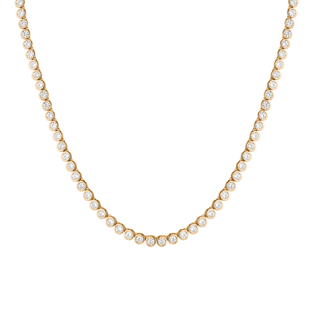 Lab Grown White Sapphire Bezel Tennis Necklace