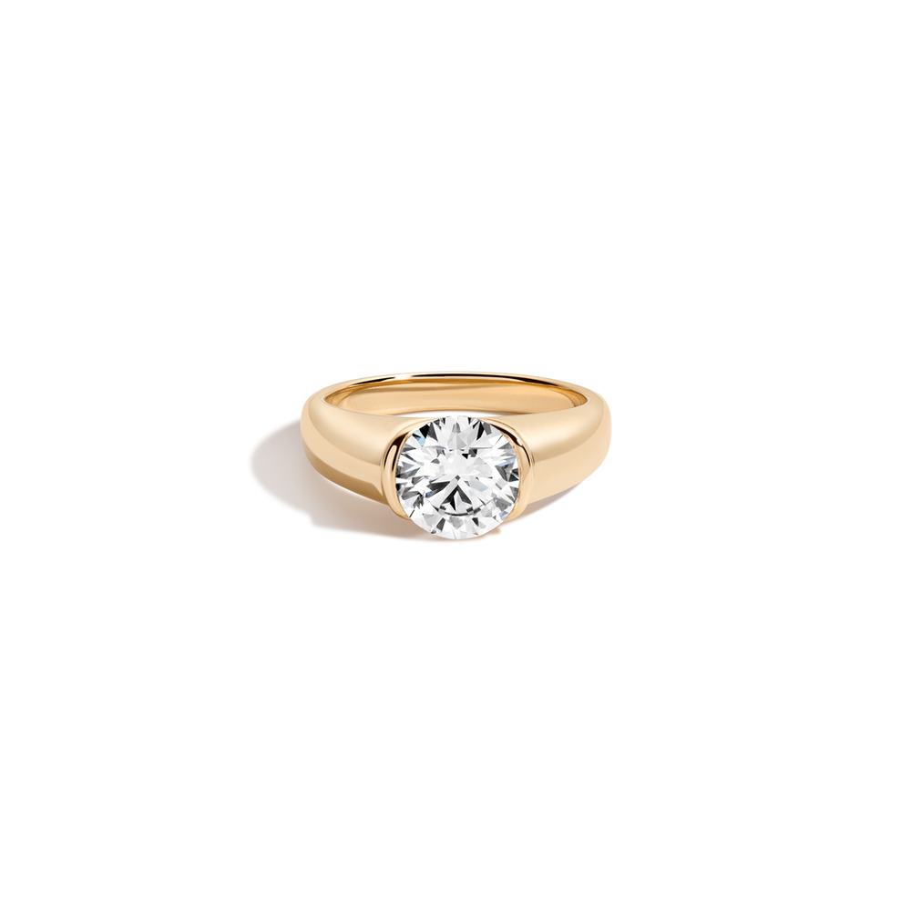 2ct Round Lab Grown Diamond Floating Signet Ring