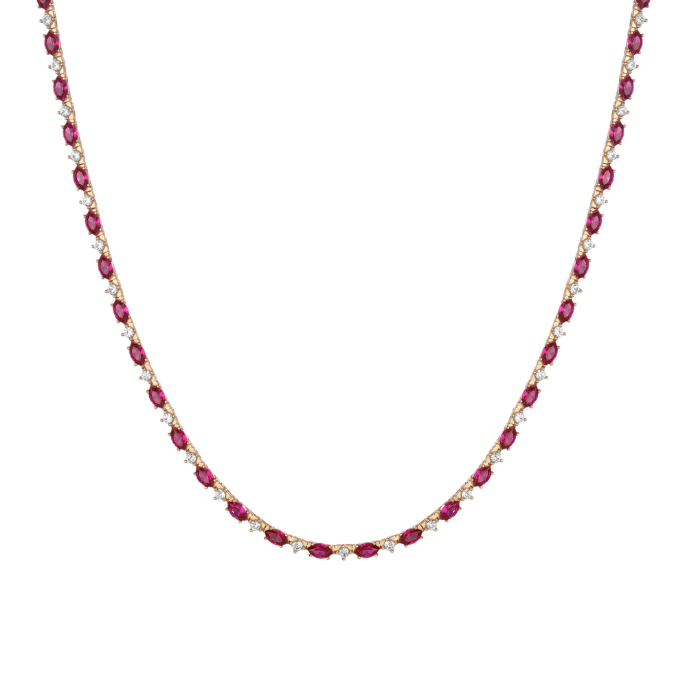 Aurate x Marilyn Monroe: Lab Grown Red Marquise Tennis Necklace
