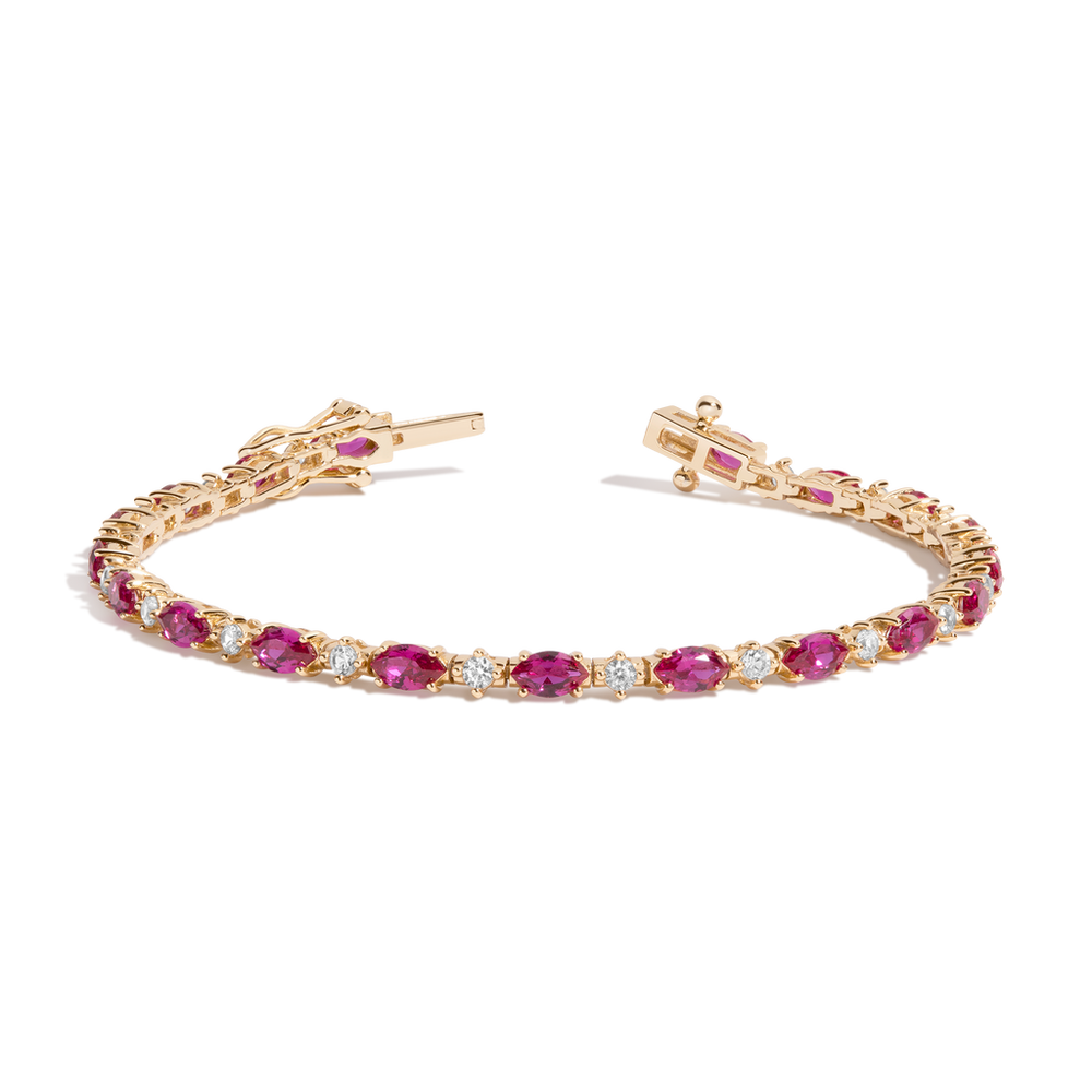 Aurate x Marilyn Monroe: Lab Grown Red Marquise Tennis Bracelet