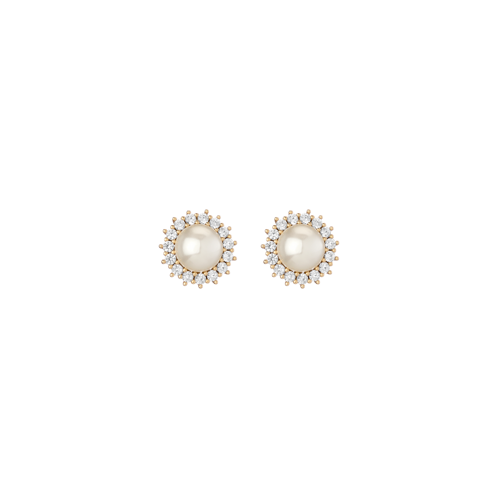Aurate x Marilyn Monroe: Lab Grown White Sapphire Pearl Earrings