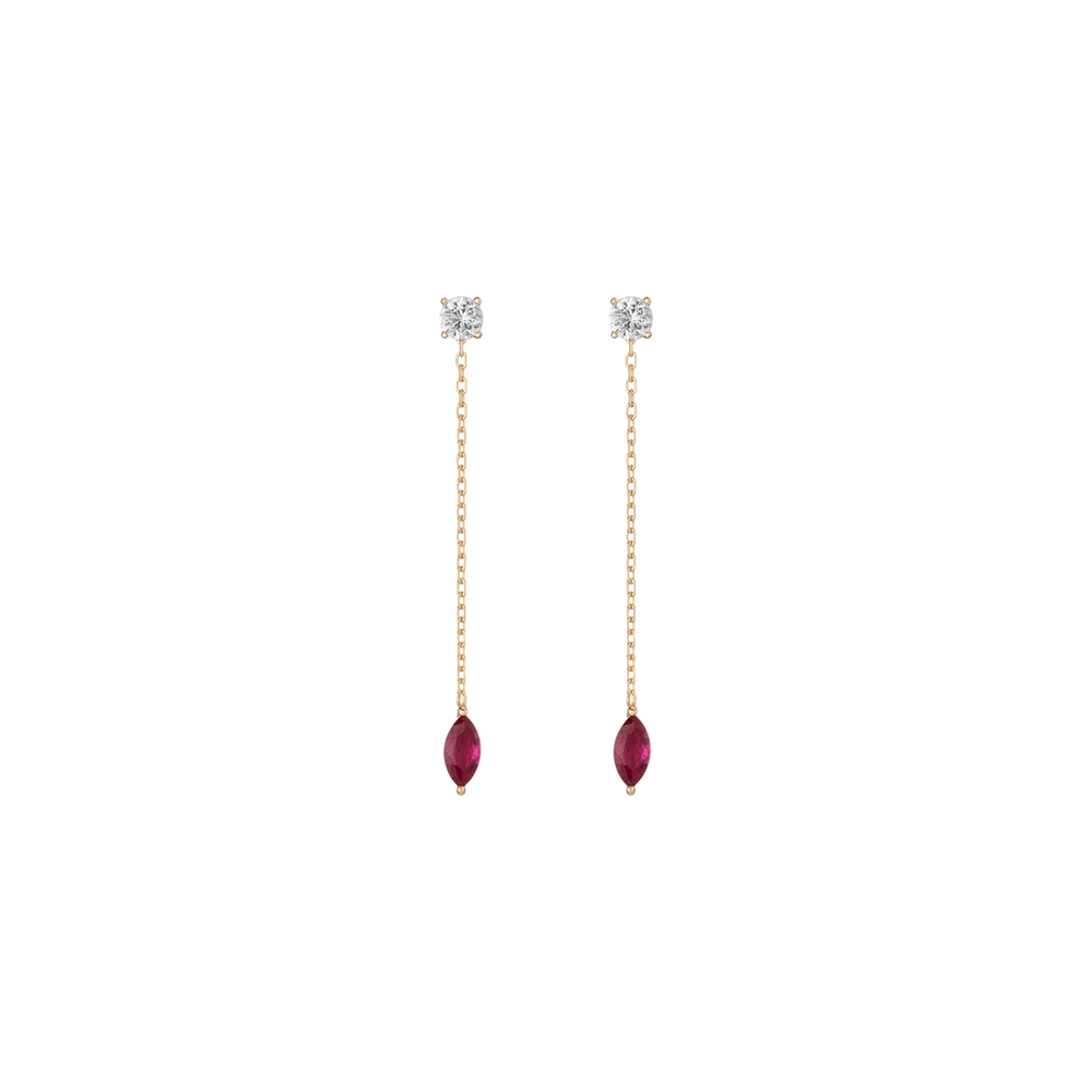 Aurate x Marilyn Monroe: Lab Grown Red Marquise Earring Threader