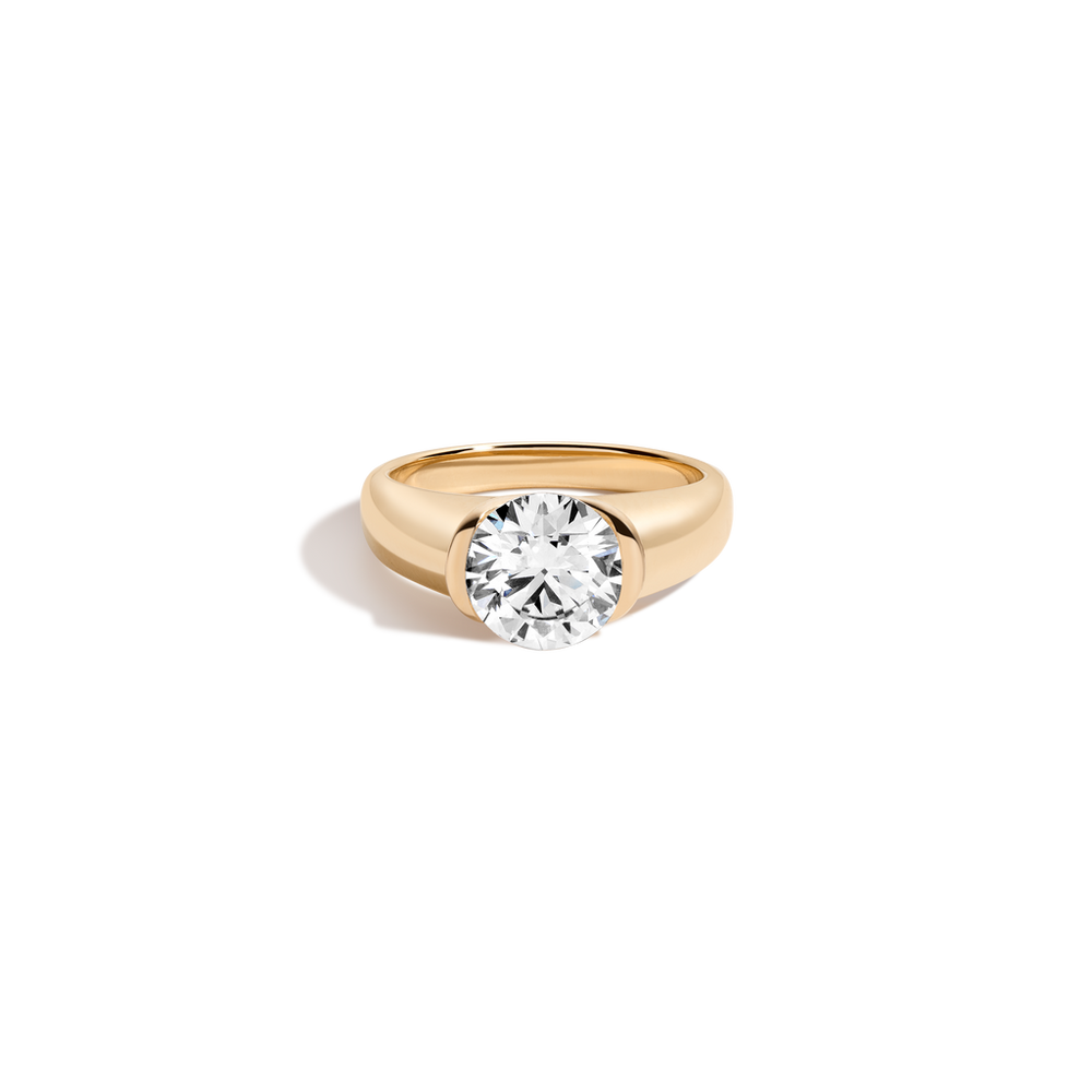 3ct Round Lab Grown Diamond Floating Signet Ring