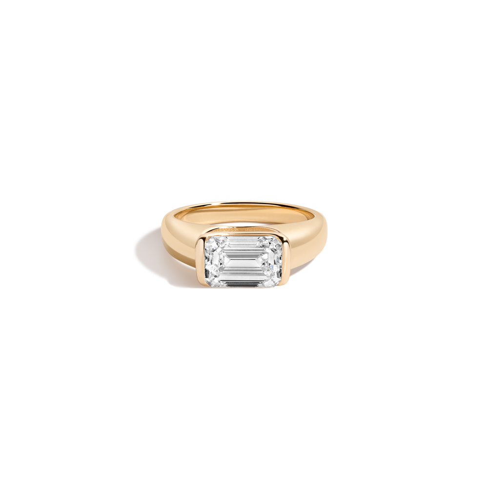 3ct Emerald Lab Grown Diamond Floating Signet Ring