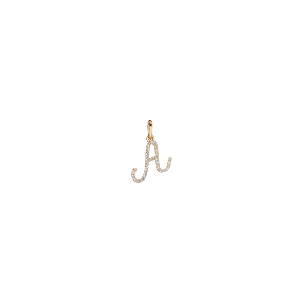 Lab Grown White Sapphire Script Letter Pendant