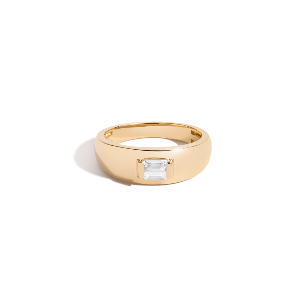 Chunky Lab Grown White Sapphire Emerald Ring