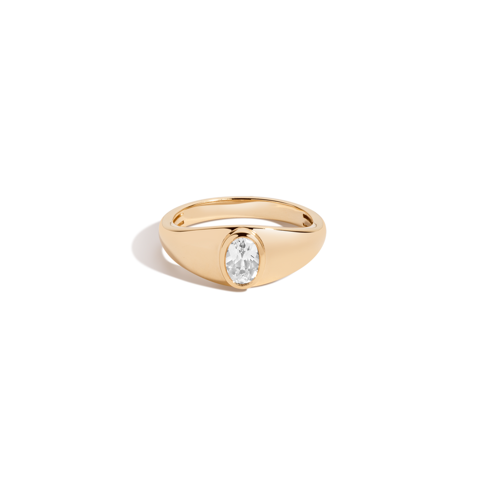 Chunky Lab Grown White Sapphire Oval Ring
