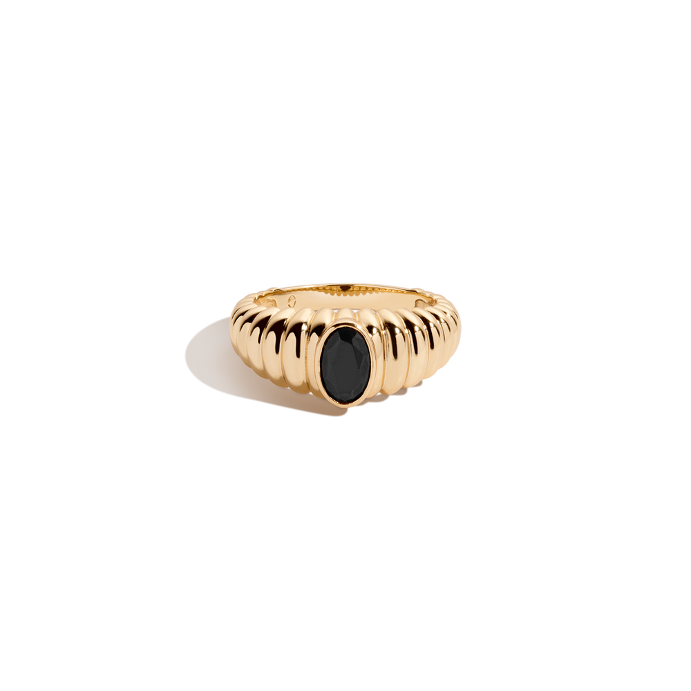 Lab Grown Black Sapphire Art Deco Ring