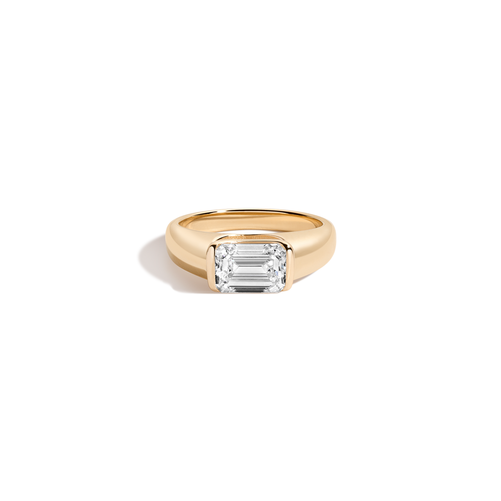 2ct Emerald Lab Grown Diamond Floating Signet Ring