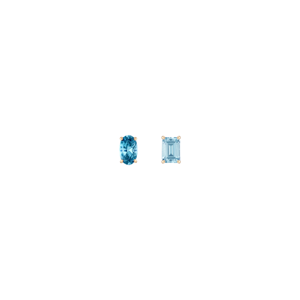 Lab Grown Aquamarine Mosaic Stud Earrings