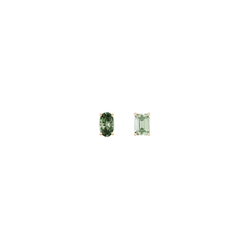 Lab Grown Green Prasiolite Mosaic Stud Earrings