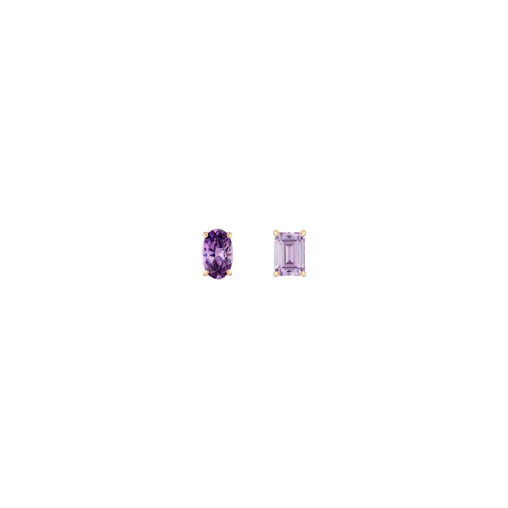 Lab Grown Purple Amethyst Mosaic Stud Earrings