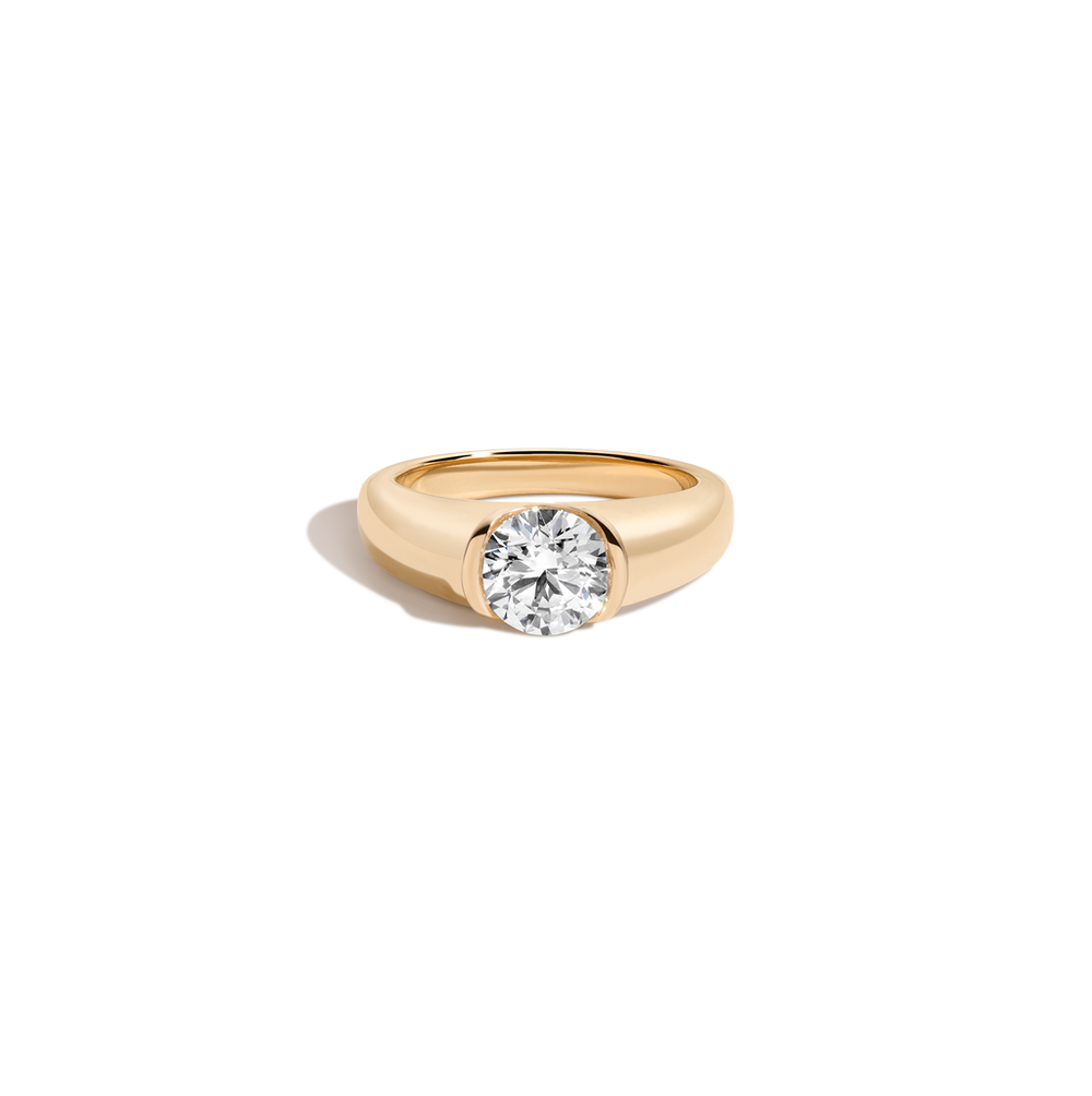 1ct Round Lab Grown Diamond Floating Signet Ring