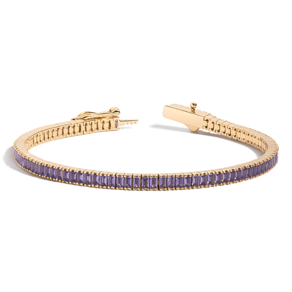 Lab Grown Amethyst Baguette Tennis Bracelet