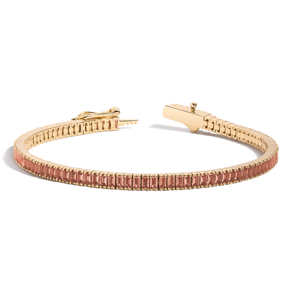 Lab Grown Sunstone Baguette Tennis Bracelet