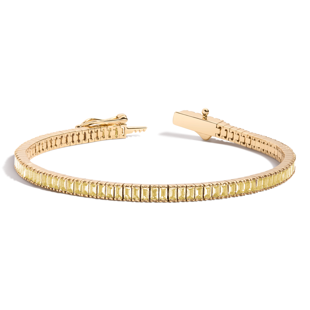 Lab Grown Citrine Baguette Tennis Bracelet