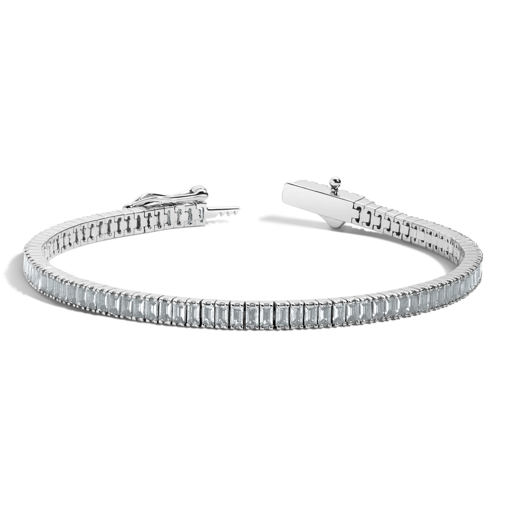 Lab Grown Blue Tourmaline Baguette Tennis Bracelet