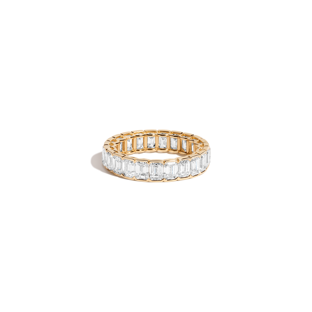 Emerald Lab Grown Diamond Semi-Bezel Eternity Ring