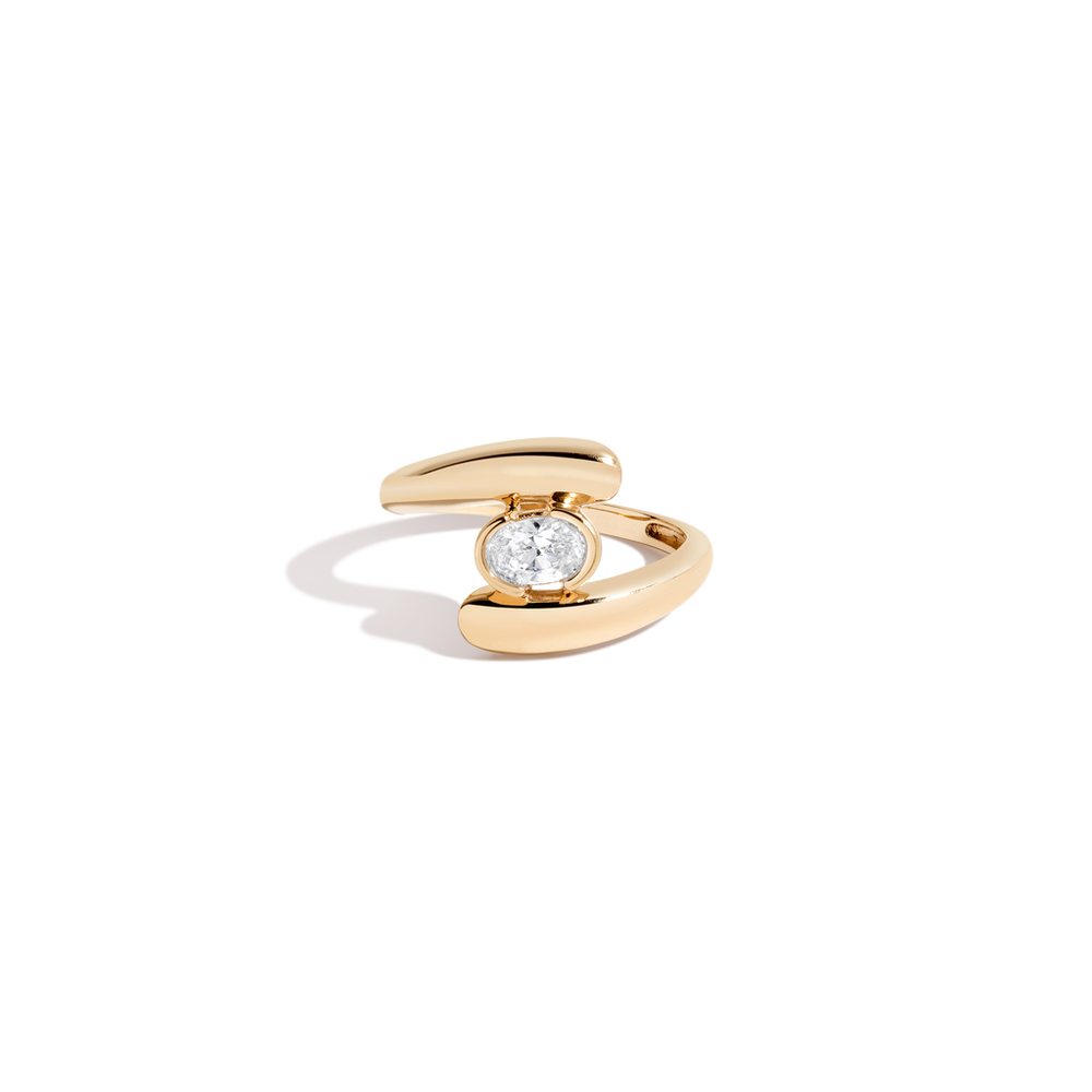 Lab Grown White Sapphire Ellipse Ring