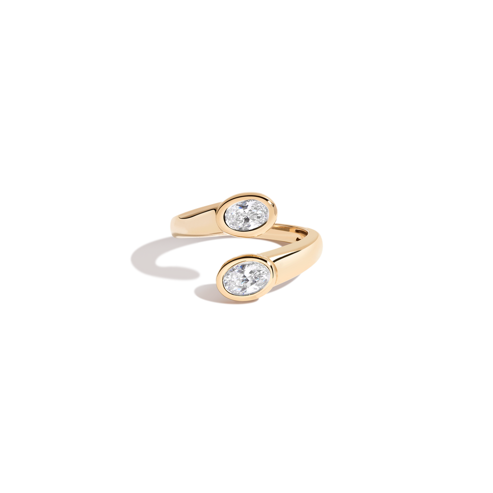 Lab Grown White Sapphire Twin Ellipse Ring