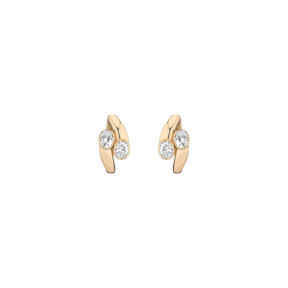Lab Grown White Sapphire Ellipse Earrings