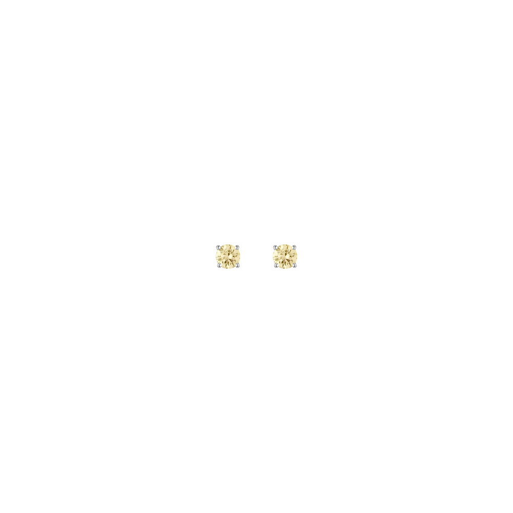 Lab Grown Yellow Diamond Solitaire Stud Earrings