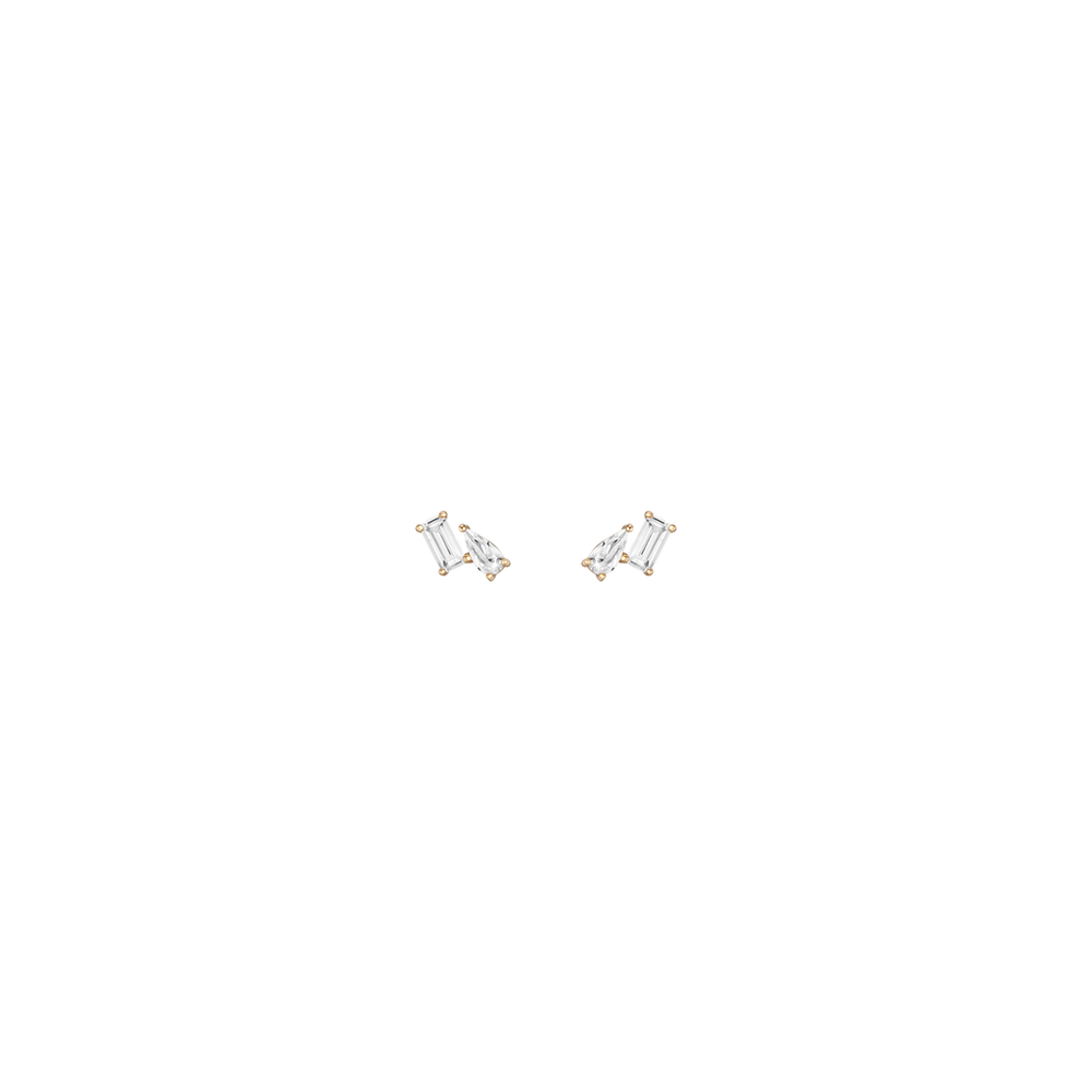 Lab Grown White Sapphire Toi et Moi Stud Earrings