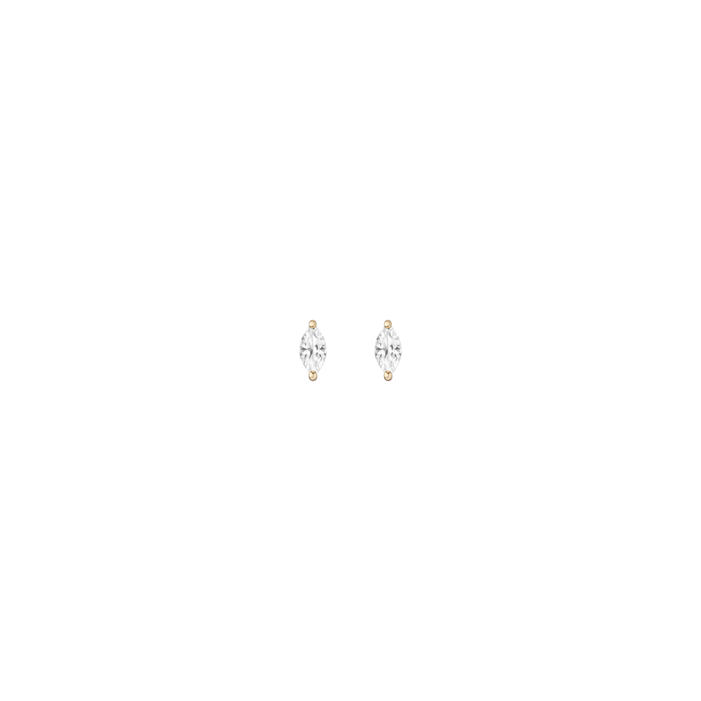 Lab Grown White Sapphire Marquise Stud Earrings