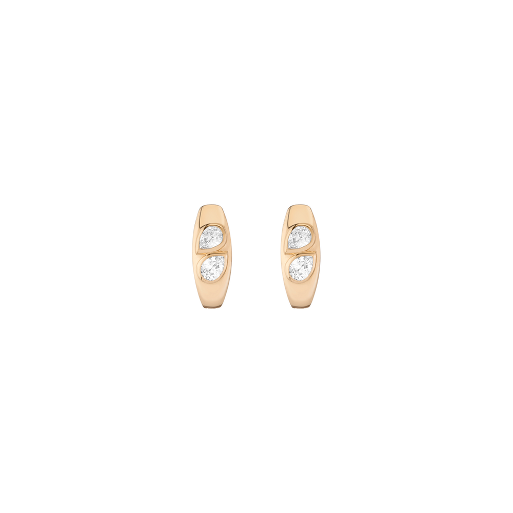 Chunky Double Lab Grown Diamond Pear Huggie Earrings